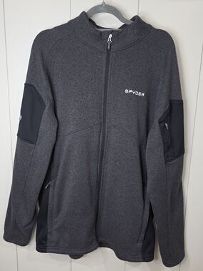 Spyder Men's Charcoal Gray Full-Zip Performance Jacket Size XXL